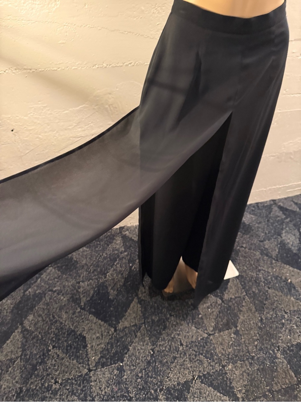 Gantos Black Sheer Overlay Maxi Skirt/Pants with Front Slit